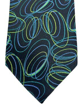 Vintage ‘90’s Abstract Silk Tie Beau Brummel SoHo Handmade Neon Swirl Retro Look